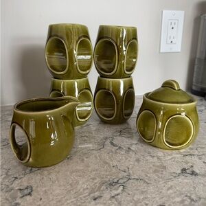 Holkham Style Japanese 6 piece tea set in avocado green